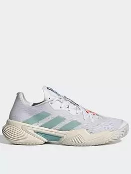 Image of adidas Barricade Parley Tennis Shoes, White/White, Size 5.5, Women
