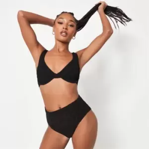 Image of Missguided Fuller Bust Underwire Crinkle Bikini Top - Black