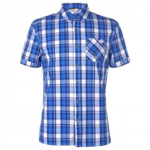 Image of Lee Cooper Short Sleeve Check Shirt Mens - Royal/Navy/Whte