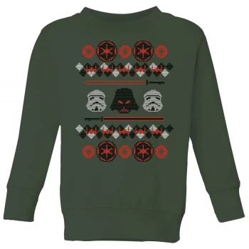 Image of Star Wars Empire Knit Kids Christmas Sweatshirt - Forest Green - 11-12 Years