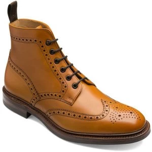 Image of Loake Mens Burford Brogue Boots Tan Burnished Calf Leather 9