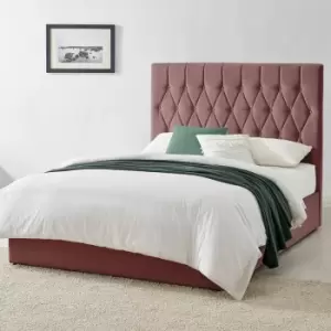 Image of Waldorf Pink Upholstered Ottoman Storage Single Bed Frame Only - Pink