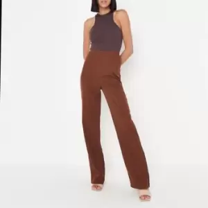 Image of Missguided Tall Seam Straight Leg Trouser - Brown