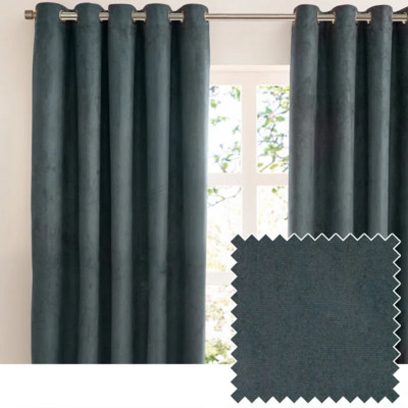 Image of Furn Furn Verso Suede 100% Blackout Eyelet Curtain Pair in Cobalt Size: 183cm width x 229cm drop Cobalt 183cm width x 229cm drop Unisex 502553235700