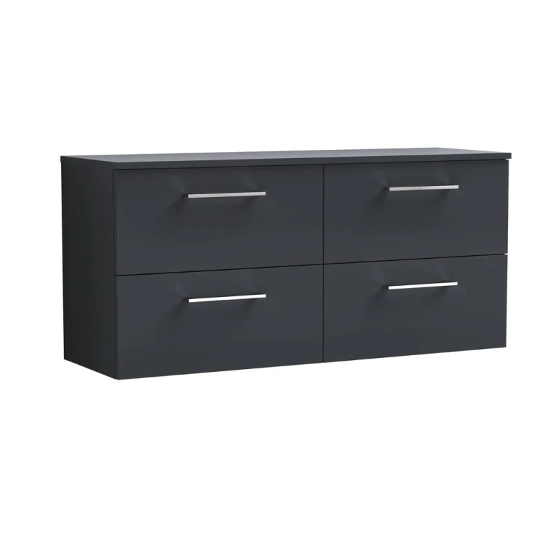 Image of Balterley Level 1200mm Wall Hung 4 Drawer Vanity Unit with Worktop - Dark Grey Grey Unisex