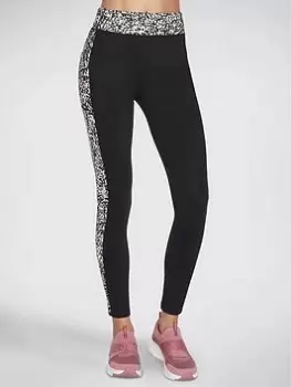 Image of Skechers The Gostretch Mini Cheetah 7/8 High Waisted Leggings, Black/Leopard, Size L, Women