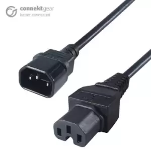 Image of CONNEkT Gear 3m Mains Extension Hot Rated Power Cable C14 Plug to C15 Socket