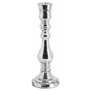 Image of Silver Metallic Tall Curved Glass Candle Holder