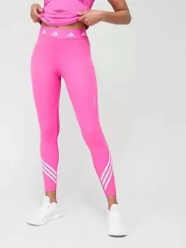 Image of adidas Tech-fit 3 Stripe 7/8 Tights, Pink, Size L, Women