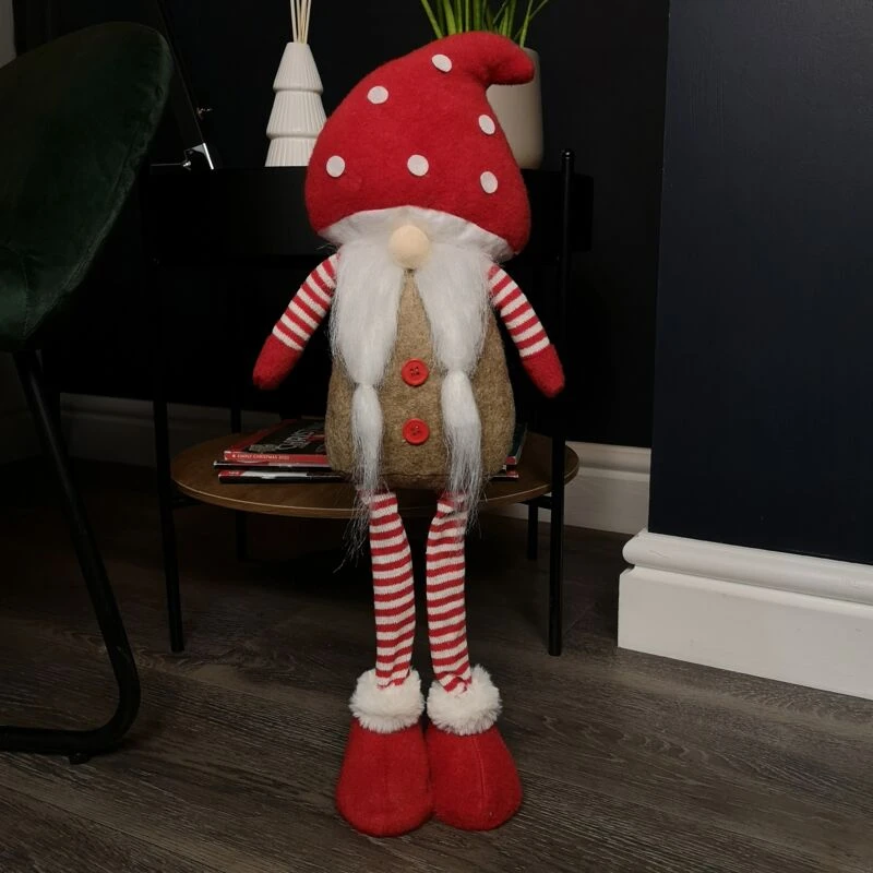 Image of 51cm Female Christmas Standing Gonk Decoration with Mushroom Hat
