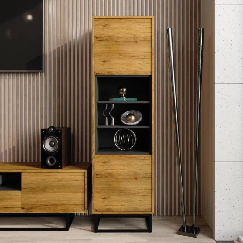 Image of Creative Furniture Harmony Loft Display Cabinet 175cm - Dark Oak in Dark Brown Dark Brown Unisex