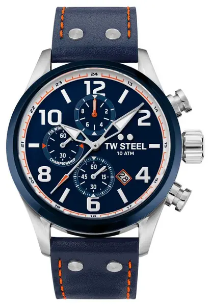 Image of TW Steel VS90 Volante Blue Chronograph Dial Blue Leather Watch