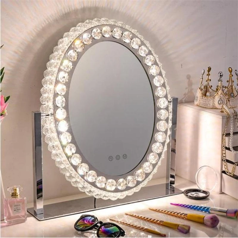 Image of Kabinet UK Oval Hollywood Makeup Mirror with Crystal Frame White unisex Medium