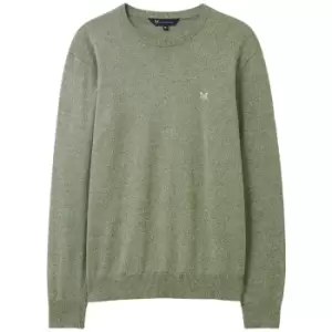 Image of Crew Clothing Mens Mouline Crew Knit Jumper Green Medium