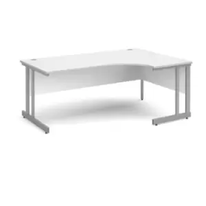 Image of Office Desk Right Hand Corner Desk 1800mm White Top With Silver Frame 1200mm Depth Momento