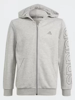 Image of adidas Essentials Hoodie, Grey/Black, Size 7-8 Years