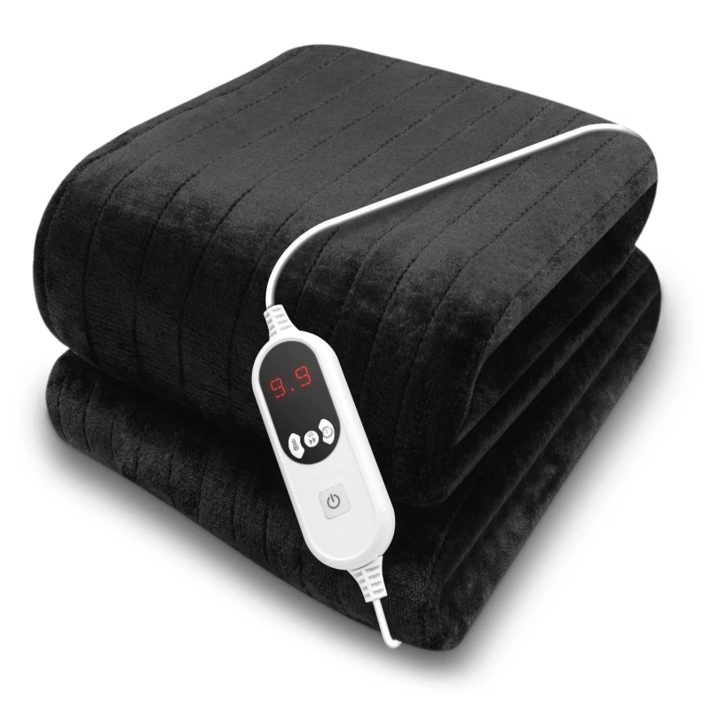 Image of Purus Heated Throw Electric 160 X 120Cm 9 Heat Settings And Timer - Black PETB