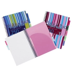 Image of Pukka Pad Project Book Wirebound Ruled A4 Assorted Ref PROBA4 Pack of