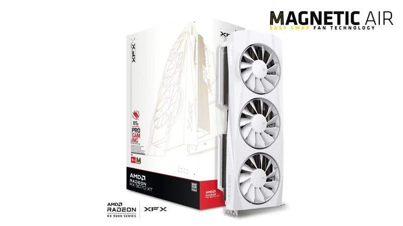 Image of XFX Quicksilver AMD Radeon RX 9070 XT White Magnetic Air Gaming Graphics Card - RX-97TMAQKW9