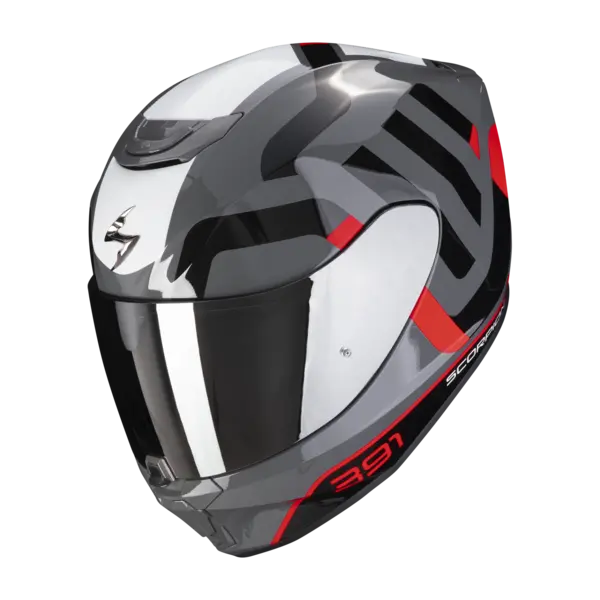 Image of Scorpion Exo-391 Arok Grey-Red-Black Full Face Helmet L