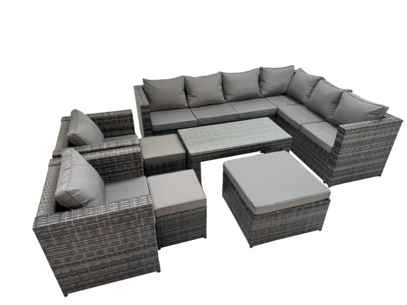 Image of Fimous Garden Furniture Set with 2 Chairs 2 Small Stools Dark Grey Mixed Dark Grey Unisex
