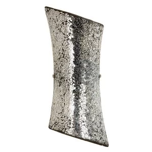 Image of 2 Light Indoor Wall Light Satin Nickel with Mosaic Mirror Glass, E14