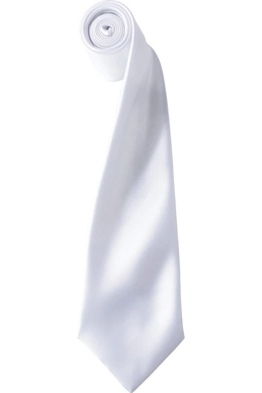 Image of Premier Premier Colours Satin Tie in White White One Size Unisex 5063470723102