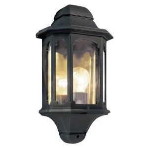 Image of 1 Light Outdoor Wall Half Lantern Light Black IP44, E27
