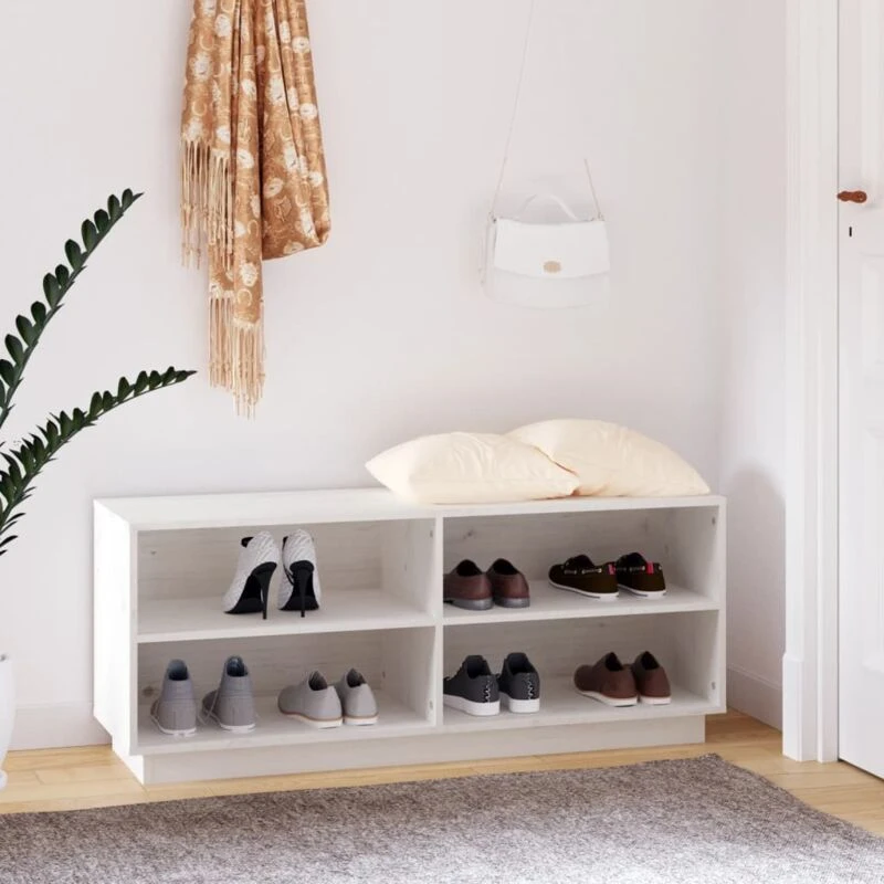 Image of VIDAXL Vidaxl - Shoe Cabinet White 110x34x45cm Solid Wood Pine 8720286841334