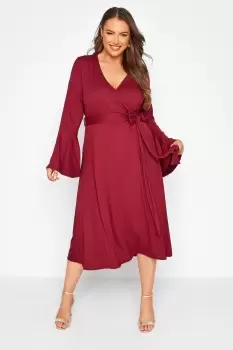 Image of Long Flare Sleeve Wrap Dress