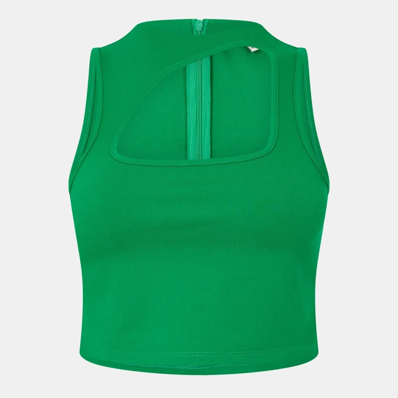 Image of Jack Wills Ponte High Neck Top - Green Green 6