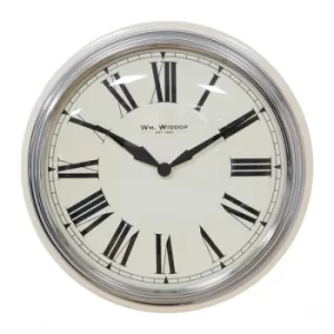 Image of Wm. Widdop Wall Clock Deep Chrome Case Roman Numerals