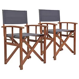 Image of Charles Bentley Directors Chair Grey 2pk FSC Eucalyptus