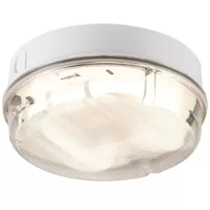 Image of KnightsBridge IP65 16W HF Round Bulkhead with Prismatic Diffuser and White Base