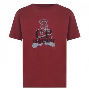 Image of CP COMPANY Junior Boys Goggle Logo T Shirt - Red 576