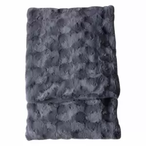 Image of Crossland Grove Stella Fur Throw Gunmetal Grey 1400x1800mm
