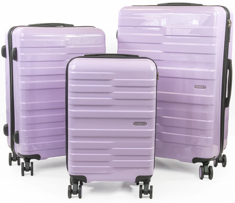 Image of Pierre Cardin Provence Lightweight Hardshell Luggage SET 8 Wheeled Suitcase TSA Lock in Purple Size: 3 Pack Purple Unisex 3 Pack