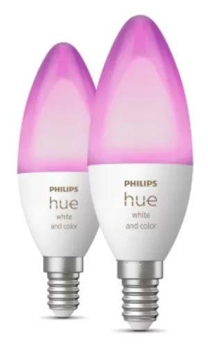Image of Philips Hue E14 Colour Smart Bulb With Bluetooth- 2 Pack