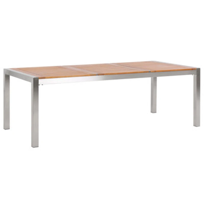 Image of Beliani Garden Dining Table Grosseto 220 Cm 100 Cm Eucalyptus Wood Brown