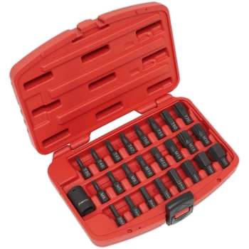Image of Sealey 25 Piece Impact Torx, Hex and Spline Socket Bit Set 1/2"