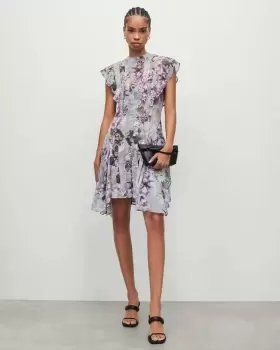 Image of AllSaints Fleur Lucia Semi Sheer Floral Mini Dress