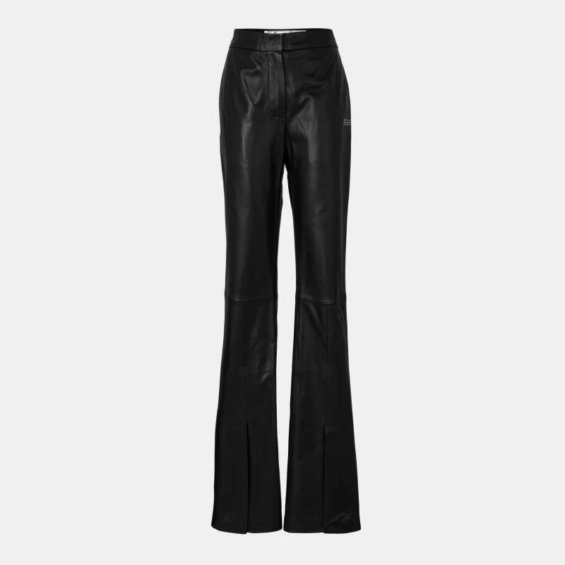 Image of Off White Womens Leather Trousers Black/White female 4 (3XS)
