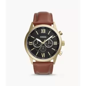 Image of Fossil Mens Flynn Chronograph Leather Watch - Brown