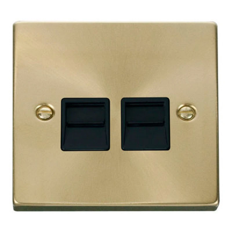 Image of SE Home Satin / Brushed Brass Master Telephone Twin Socket Gold