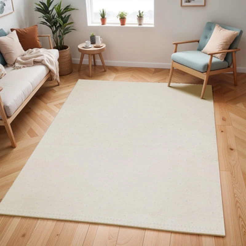 Image of Livabliss Scandi Modern High Pile Off-White Polka Dot Hikari Area Rug 200 X 275cm - Easy Care, Ideal For Living Room & Bedroom