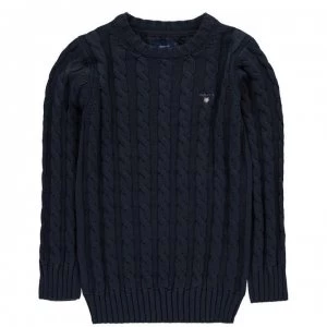 Image of Gant Cable Knit Jumper - Blue 433