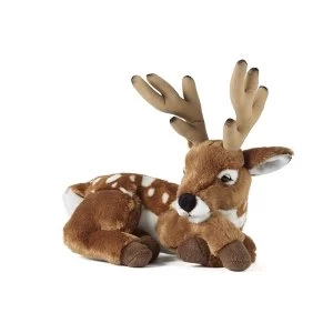 Image of Living Nature 28cm Plush Soft Toy Lying Deer with Antlers