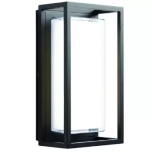 Image of IP44 Outdoor Wall Light Black Cage Lantern & Diffused Shade 10W Cool White LED