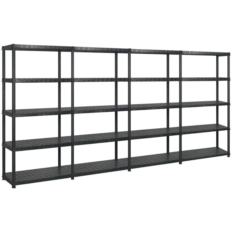 Image of VIDAXL Vidaxl - Storage Shelf 5-Tier Black 366x45.7x185cm Plastic 8720286289266