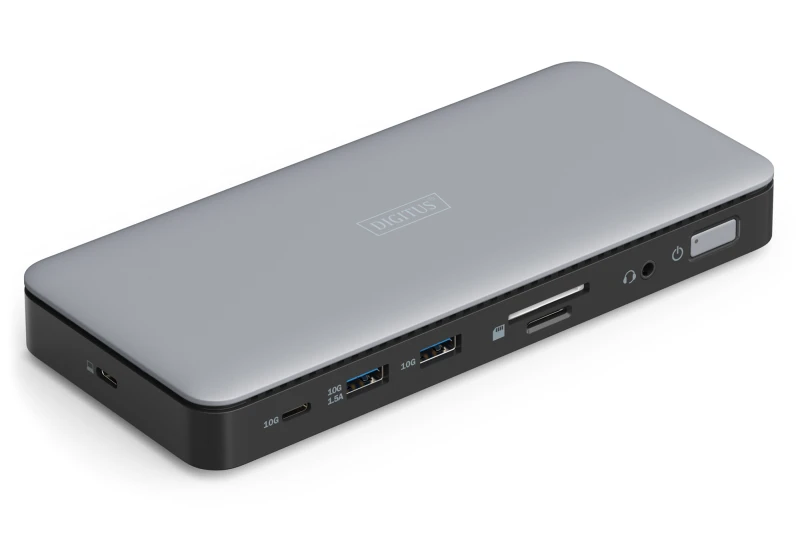 Image of Digitus Digitus USB-C docking station DA-70917 Charging function, Built-in card reader, Supports 8K@30 Hz (1x) / 4K@30Hz (2x) DA-70917